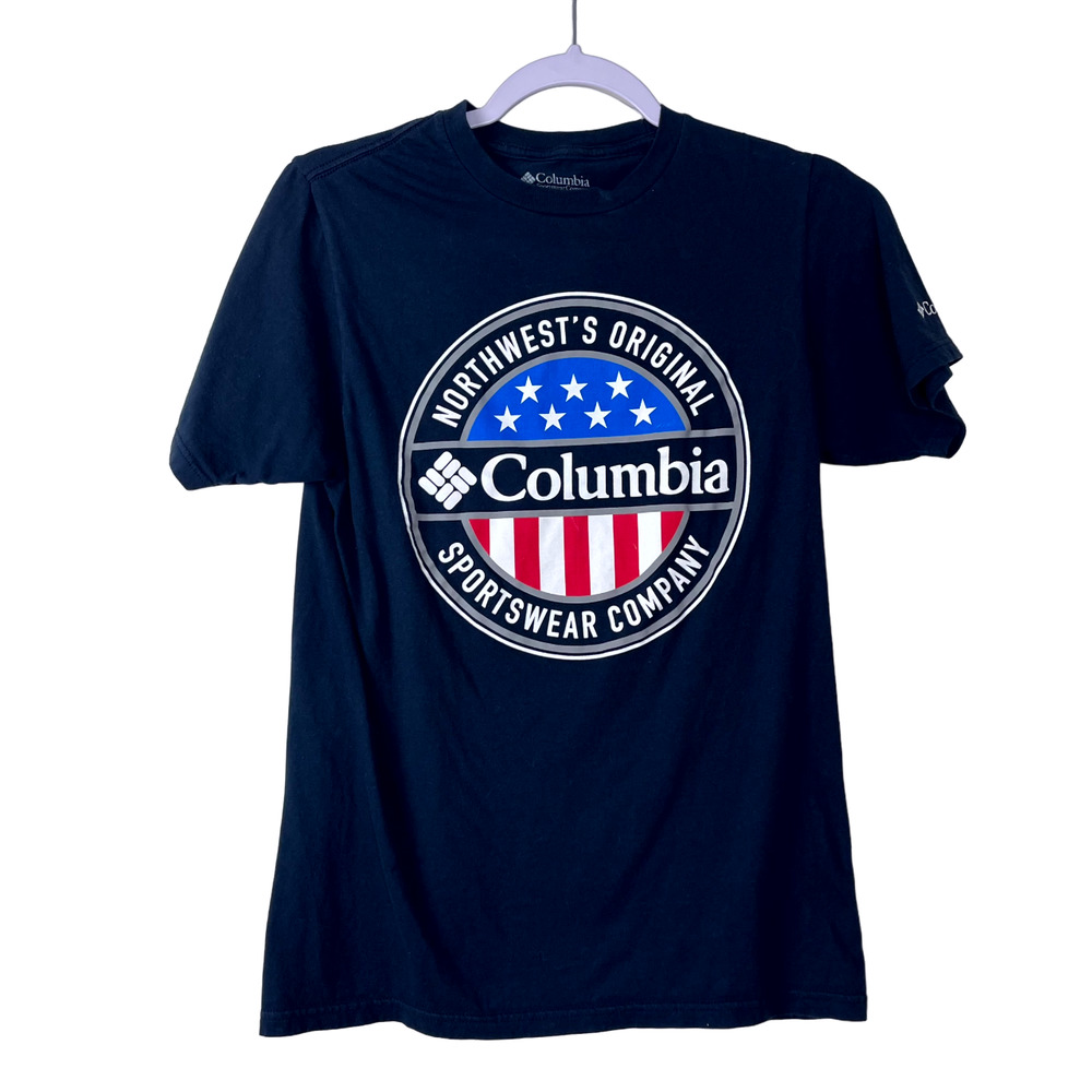 Columbia Navy Blue Short Sleeve Crewneck T-Shirt Mens Size Small
